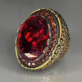 Ruby Sterling Silver Men's Ring: Vintage Turkish Gothic Style