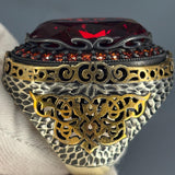 Ruby Sterling Silver Men's Ring: Vintage Turkish Gothic Style