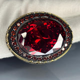 Ruby Sterling Silver Men's Ring: Vintage Turkish Gothic Style