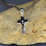 Enamel Cross Necklace: 925 Sterling Silver Minimalist Crucifix Pendant