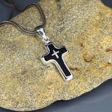 Enamel Cross Necklace: 925 Sterling Silver Minimalist Crucifix Pendant