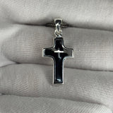 Enamel Cross Necklace: 925 Sterling Silver Minimalist Crucifix Pendant