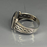 Onyx Sterling Silver Men's Ring: Handcrafted Greek Key Art Deco Jewelry