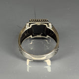 Onyx Sterling Silver Men's Ring: Handcrafted Greek Key Art Deco Jewelry