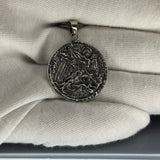 1 Saint Michael Sterling Silver Necklace, Archangel 925 Silver Pendant, Handmade Christian Medal Jewelry