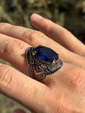 Handmade 925 Sterling Silver Men's Ring: Sapphire Stone, Vintage King Design