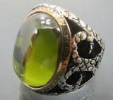 Turkish Handmade Jewelry 925 Sterling Silver Peridot Stone Mens Rings