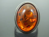 Turkish Handmade Jewelry 925 Sterling Silver Amber Stone Mens Rings
