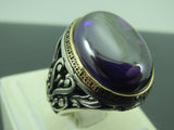 Turkish Handmade Jewelry 925 Sterling Silver Amethyst Stone Men's Rings