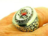 Turkish Handmade Jewelry 925 Sterling Silver Ruby Stone Men's Ring