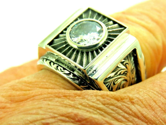 Turkish Handmade Jewelry 925 Sterling Silver Zircon Stone Men's Rings