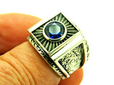 Turkish Handmade Jewelry 925 Sterling Silver Sapphire Stone Men's Rings