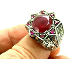 Turkish Handmade Jewelry 925 Sterling Silver Ruby Stone Men's Rings