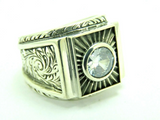 Turkish Handmade Jewelry 925 Sterling Silver Zircon Stone Men's Rings