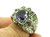 Turkish Handmade Jewelry 925 Sterling Silver Amethyst Stone Men's Rings