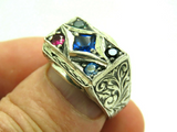 Turkish Handmade Jewelry 925 Sterling Silver Sapphire Stone Men's Rings