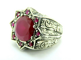 Turkish Handmade Jewelry 925 Sterling Silver Ruby Stone Men's Rings