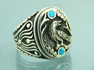 Turkish Handmade Jewelry 925 Sterling Silver Turquoise Stone Men's Rings