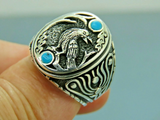 Turkish Handmade Jewelry 925 Sterling Silver Turquoise Stone Men's Rings