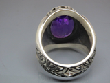 Turkish Handmade Jewelry 925 Sterling Silver Amethyst Stone Men's Rings