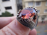 Turkish Handmade Jewelry 925 Sterling Silver Alexandrite Stone Mens Rings