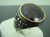 Turkish Handmade Jewelry 925 Sterling Silver Amethyst Stone Men's Ring