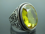 Turkish Handmade Jewelry 925 Sterling Silver Citrine Stone Mens Rings