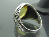 Turkish Handmade Jewelry 925 Sterling Silver Citrine Stone Mens Rings