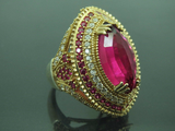 Turkish Handmade Jewelry 925 Sterling Silver Ruby Stone Ladies' Ring Sz 7