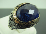 Turkish Handmade Jewelry 925 Sterling Silver Sapphire Stone Mens Rings