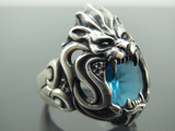 Turkish Handmade Jewelry 925 Sterling Silver Aquamarine Stone Mens Rings