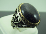 Turkish Handmade Jewelry 925 Sterling Silver Aventurine  Stone Mens Rings