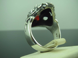 Turkish Handmade Jewelry 925 Sterling Silver Garnet Stone Lion Mens Rings