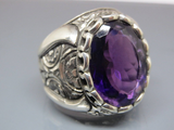 Turkish Handmade Jewelry 925 Sterling Silver Amethyst Stone Men's Rings