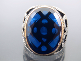 Turkish Handmade Jewelry 925 Sterling Silver Sapphire Stone Mens Rings