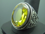 Turkish Handmade Jewelry 925 Sterling Silver Citrine Stone Mens Rings