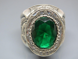 Turkish Handmade Jewelry 925 Sterling Silver Emerald Stone Mens Rings