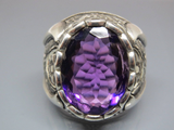 Turkish Handmade Jewelry 925 Sterling Silver Amethyst Stone Men's Rings