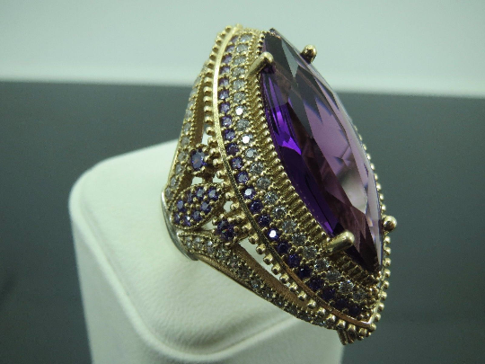 Turkish Handmade Jewelry 925 Sterling Silver Amethyst Stone Ladies' Ring