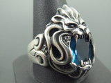 Turkish Handmade Jewelry 925 Sterling Silver Aquamarine Stone Mens Rings