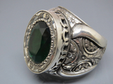 Turkish Handmade Jewelry 925 Sterling Silver Emerald Stone Mens Rings