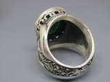 Turkish Handmade Jewelry 925 Sterling Silver Emerald Stone Mens Rings