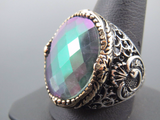 Turkish Handmade Jewelry 925 Sterling Silver Rainbow Stone Mens Rings