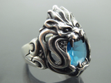 Turkish Handmade Jewelry 925 Sterling Silver Aquamarine Stone Mens Rings