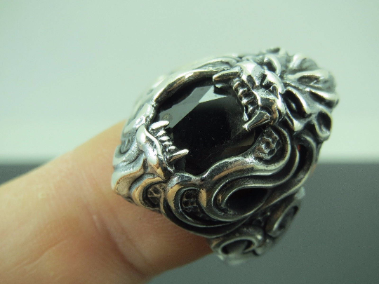 Turkish Handmade Jewelry 925 Sterling Silver Onyx Stone Mens Rings