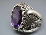 Turkish Handmade Jewelry 925 Sterling Silver Amethyst Stone Men's Rings