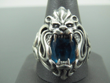 Turkish Handmade Jewelry 925 Sterling Silver Aquamarine Stone Mens Rings