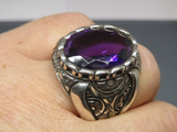 Turkish Handmade Jewelry 925 Sterling Silver Amethyst Stone Men's Rings