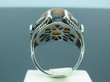 Turkish Handmade Jewelry 925 Sterling Silver Amber Stone Claw Mens Rings