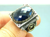 Turkish Handmade Jewelry 925 Sterling Silver Sapphire Stone Mens Rings